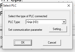 OP20: File → Select PLC → Xinje (XD) dla projektu ekranu
