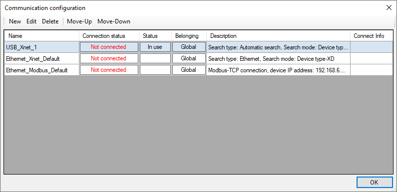 XDPPro: Options → Software Serial Port Settings, interfejs USB i protokół Xnet