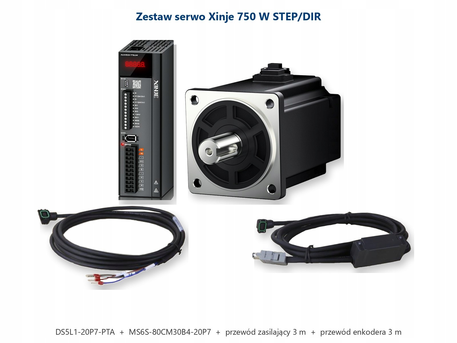 Zestaw serwo Xinje ZESTAW-L1-0P7 - serwonapęd, serwosilnik i przewody