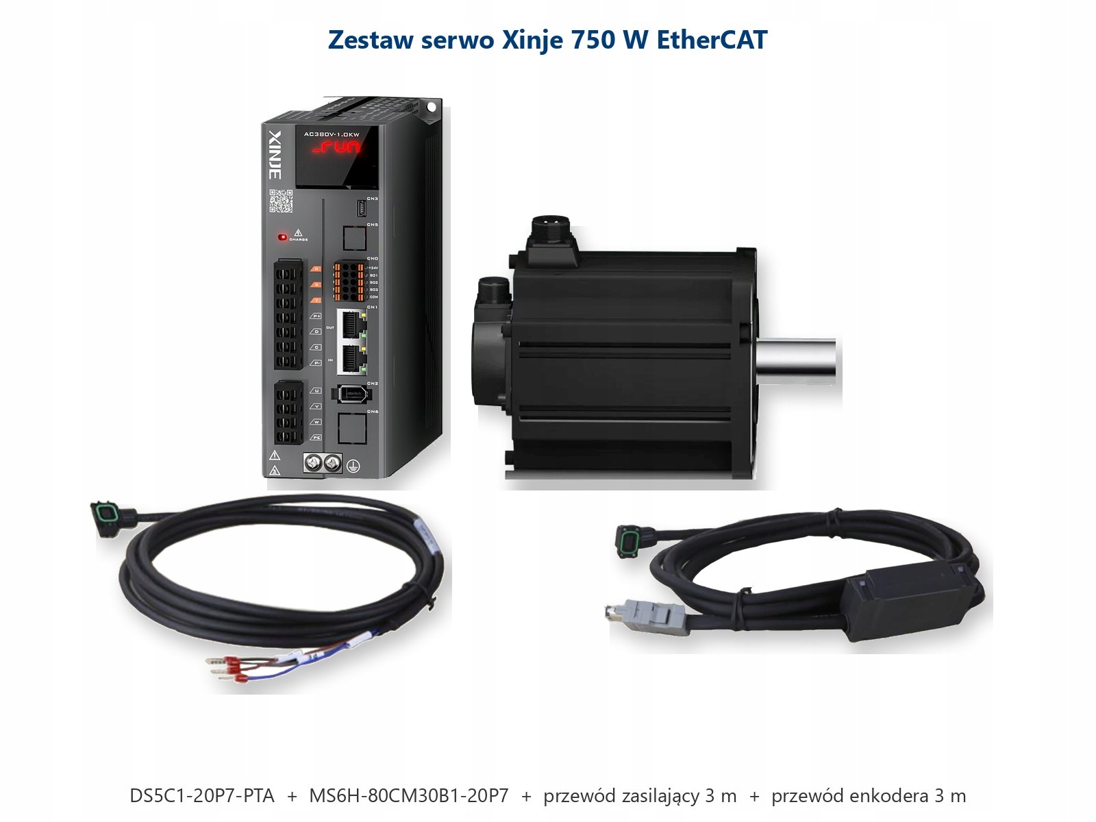 Zestaw serwo Xinje 750W 0,75 kW EtherCAT DS5C1-20P7 + MS6H + przewody 3 m