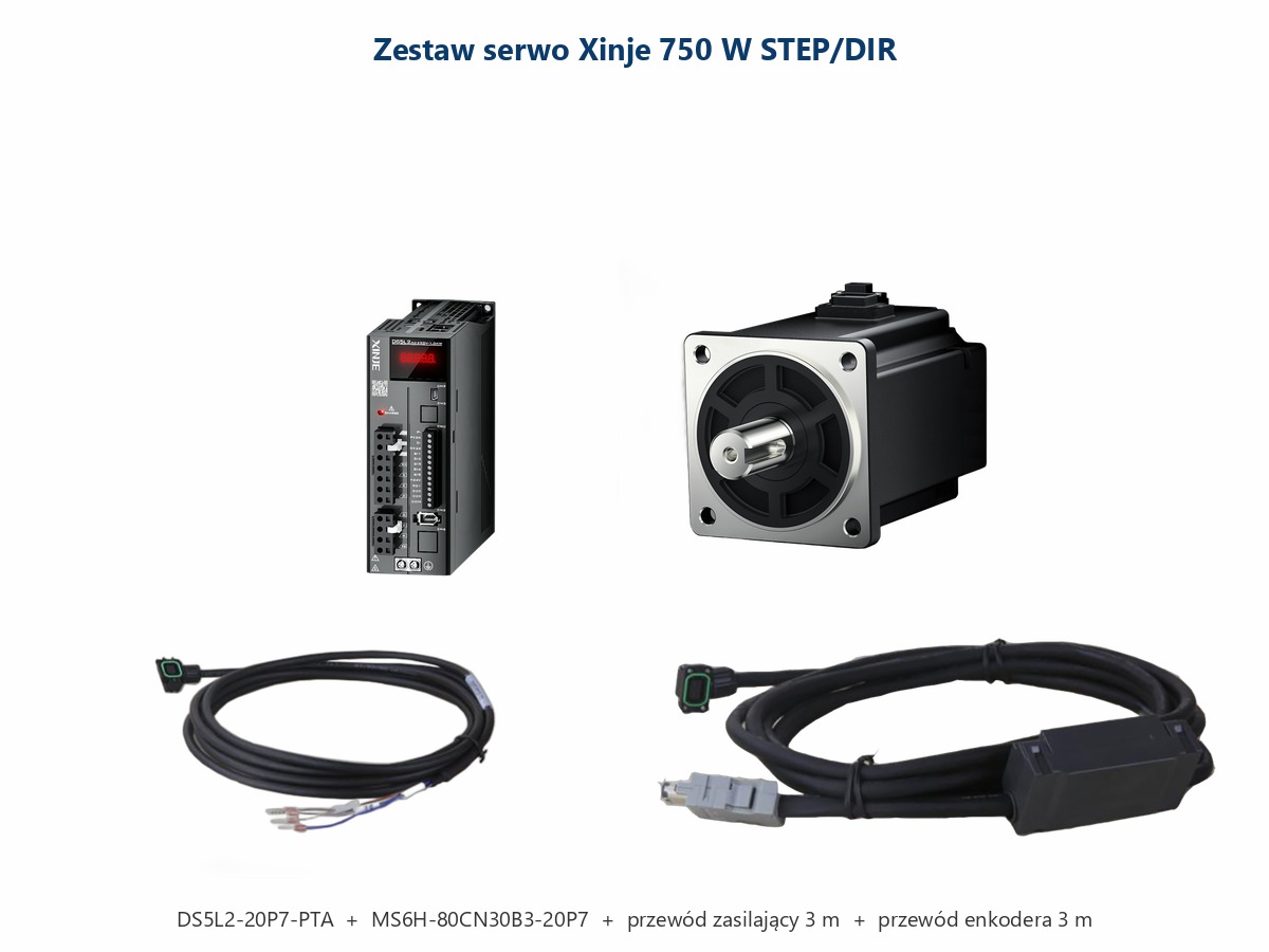Zestaw serwo Xinje 750W 0,75 kW STEP/DIR Modbus DS5L2-20P7 + MS6H + przewody 3 m