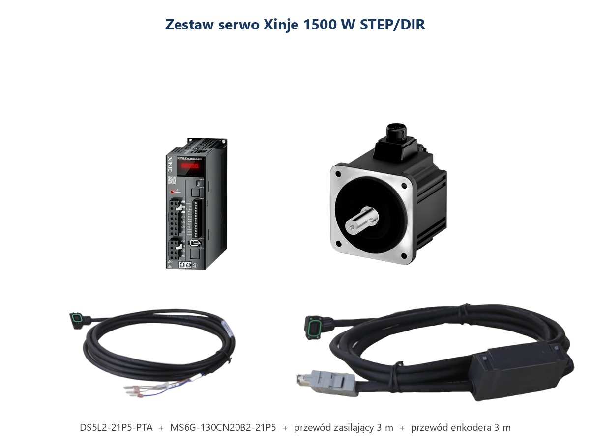 Zestaw serwo Xinje 1500W 1,5 kW STEP/DIR Modbus DS5L2-21P5 + MS6G + przewody 3 m